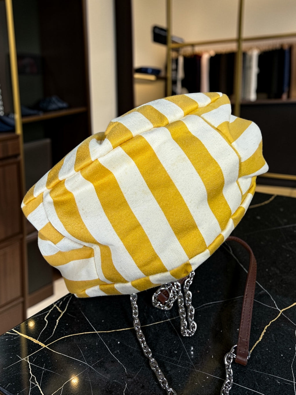 Max Mara Weekend Pasticcino Striped Canvas Kiss-Lock Bag