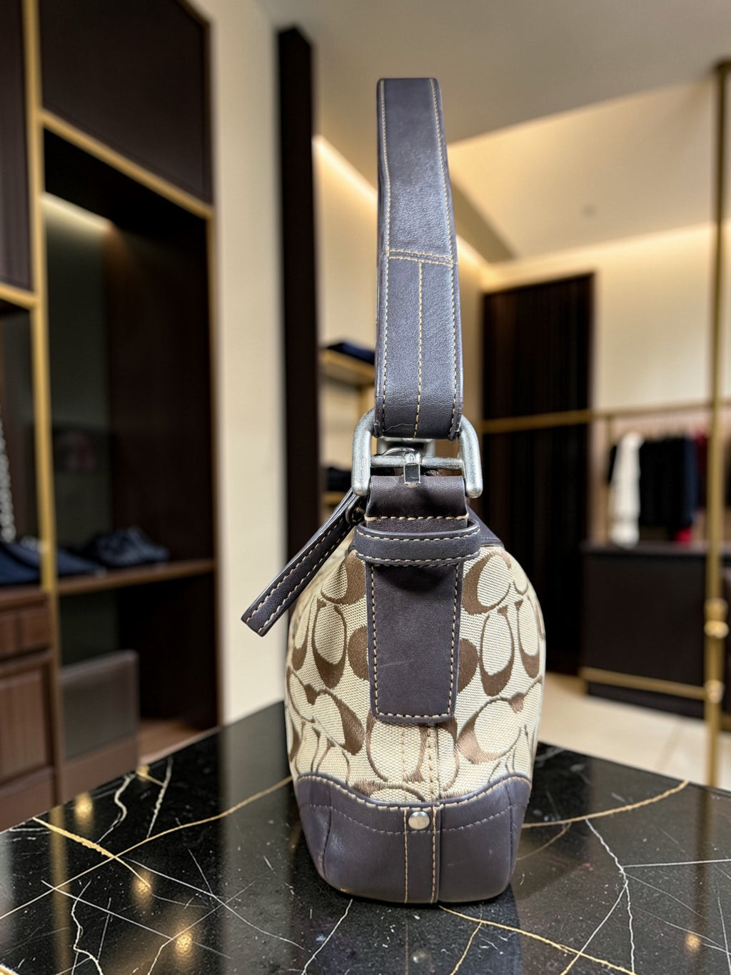 Sac bandoulière hobo Coach en toile Signature (G0832-F13012)