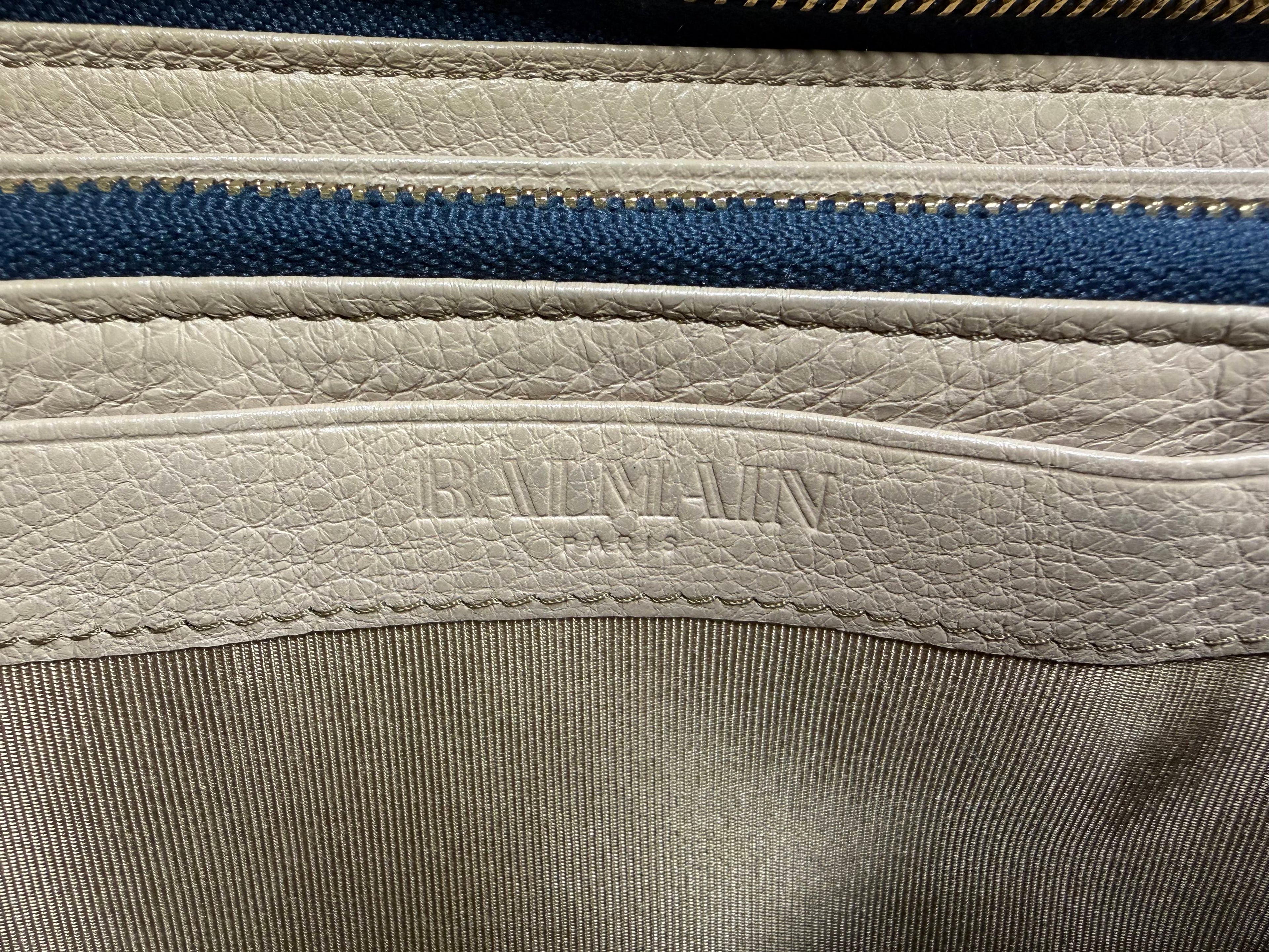 Balmain Long Zip-Around Wallet in Cream Lizard-Embossed Leather