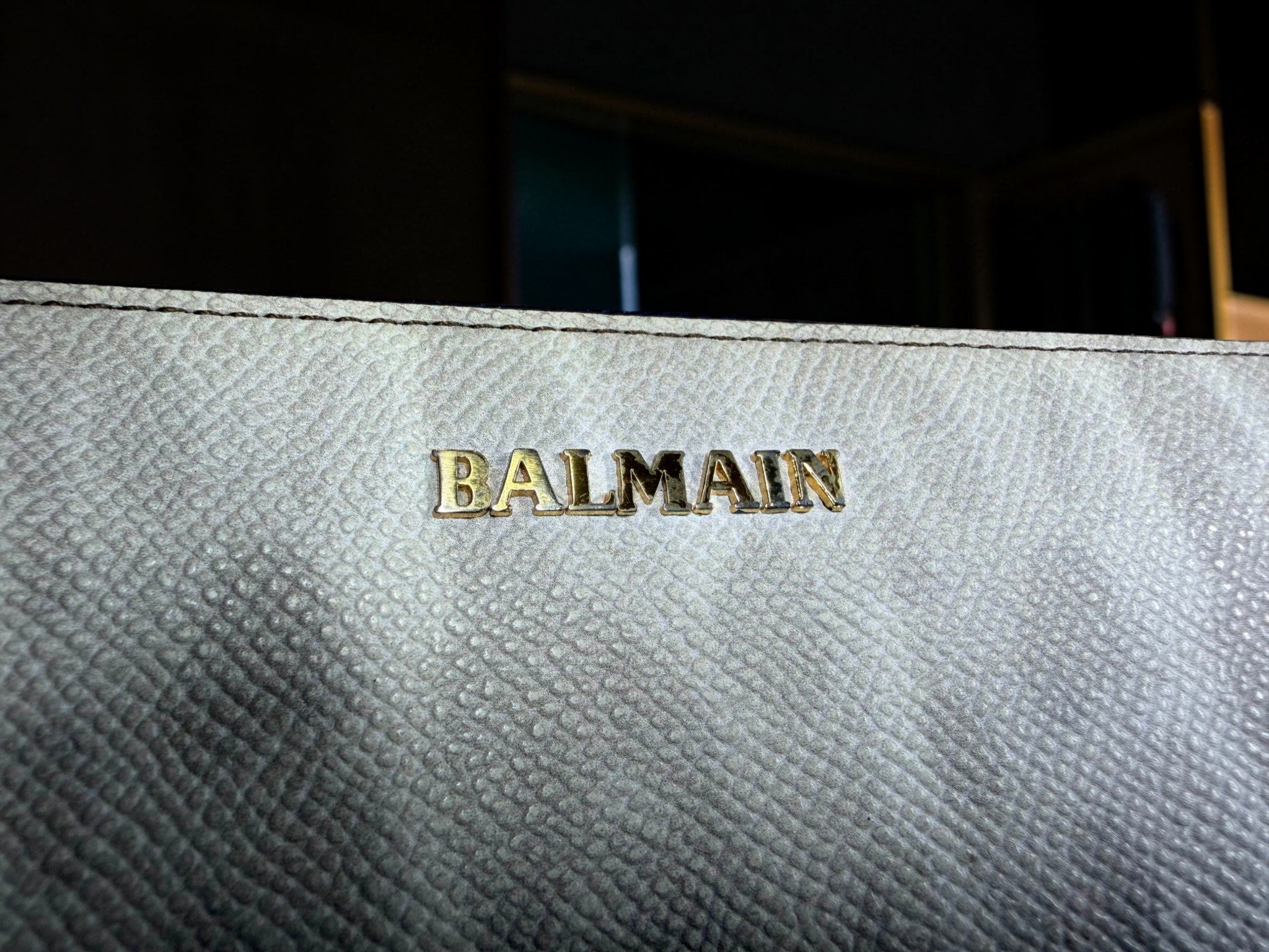Balmain Zip Around purse in Cream cheetah leopard textured Leather