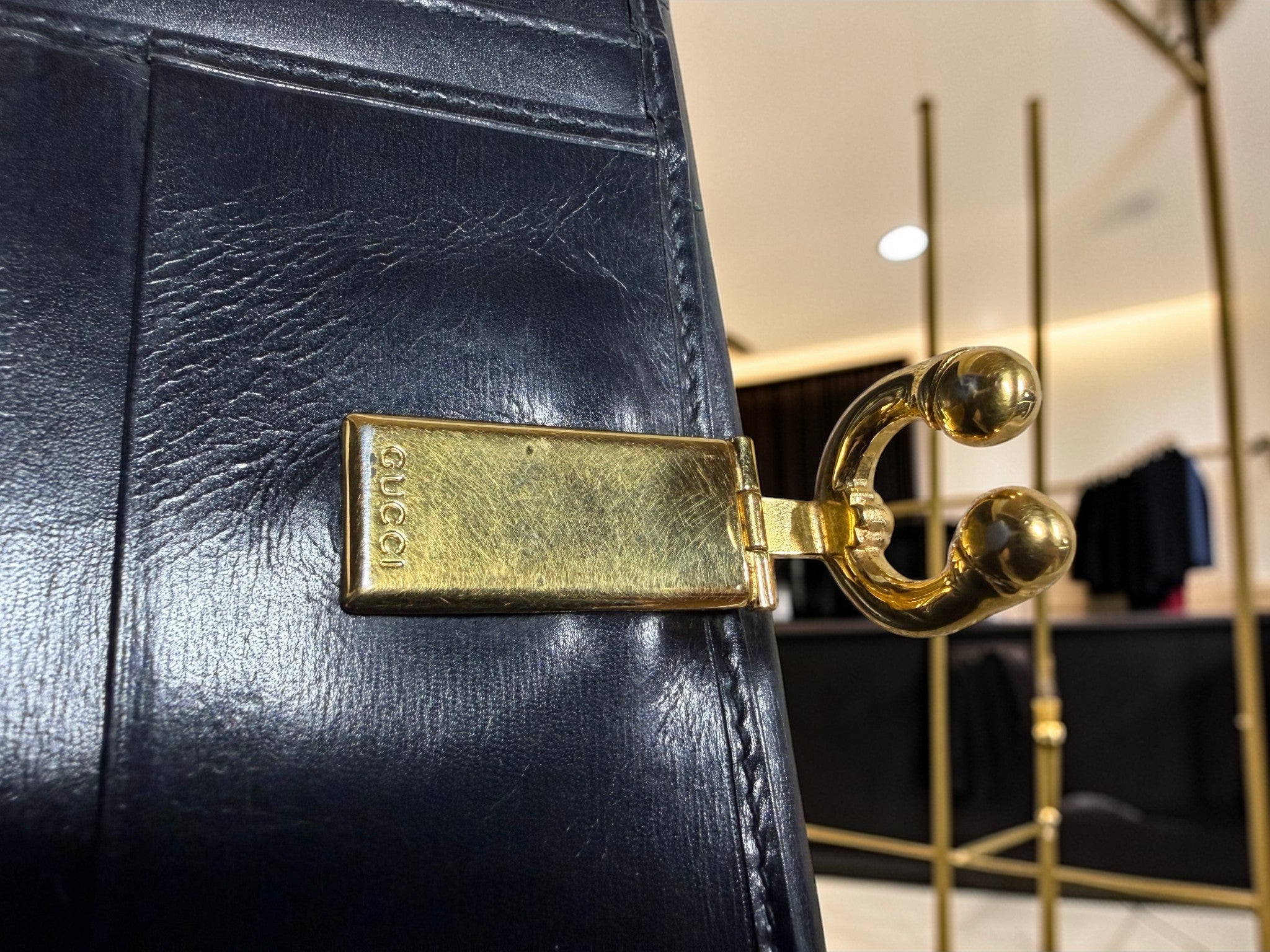 Gucci Jackie Bifold Wallet in Black Leather with Gold Horsebit