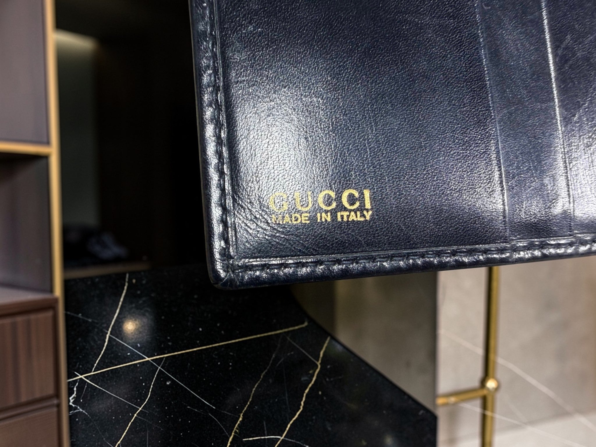 Gucci Jackie Bifold Wallet in Black Leather with Gold Horsebit