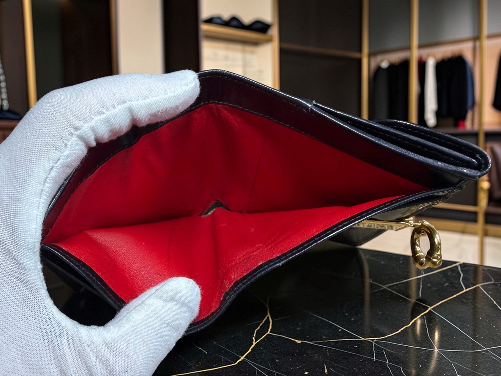 Gucci Jackie Bifold Wallet in Black Leather with Gold Horsebit
