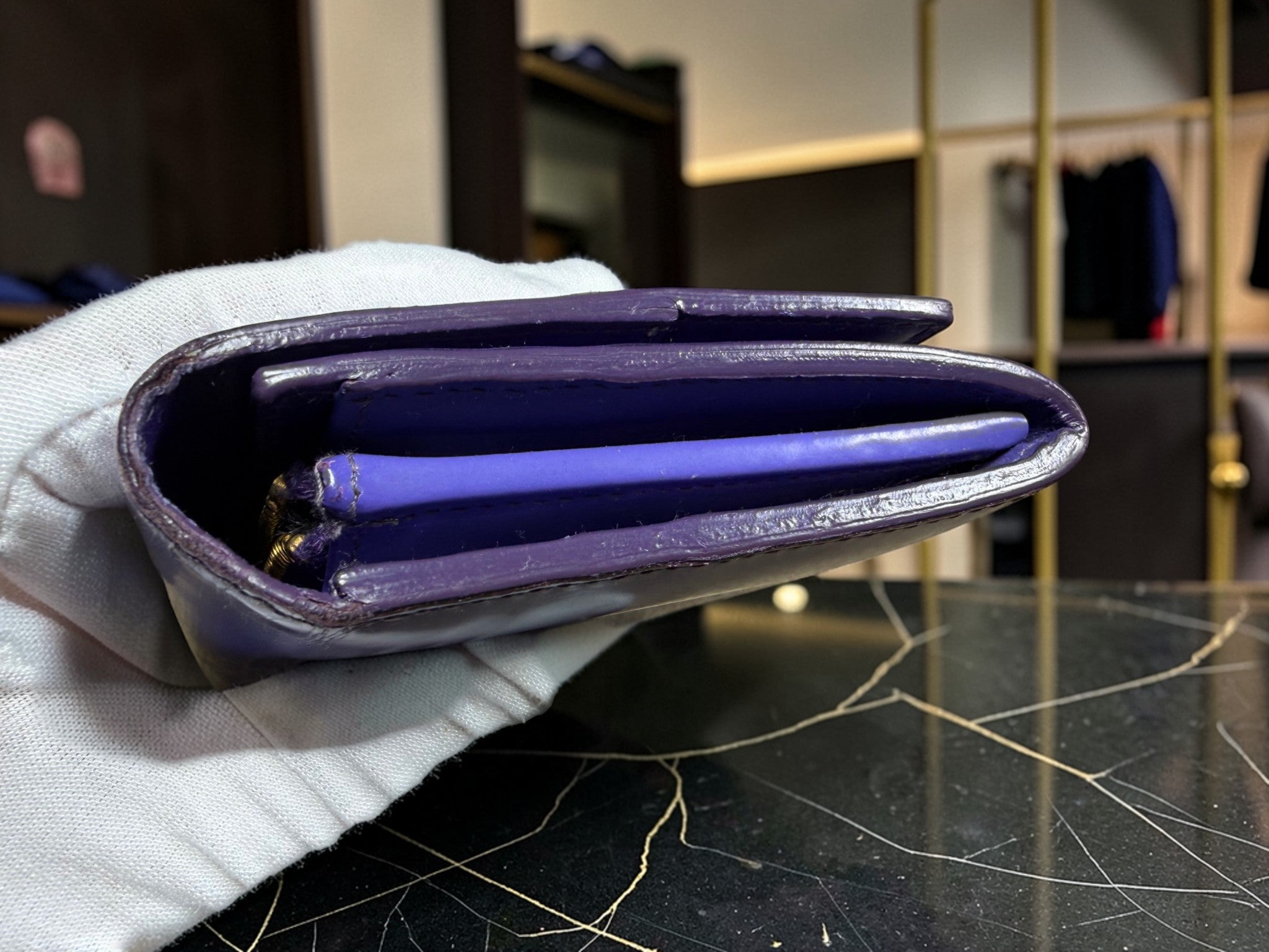 Miu Miu Long Zip-Around Wallet in Purple Patent Leather (G1220-19866)