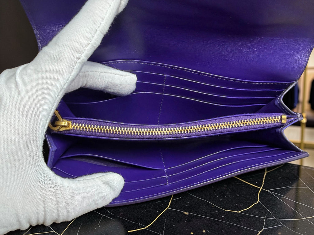 Miu Miu Long Zip-Around Wallet in Purple Patent Leather (G1220-19866)