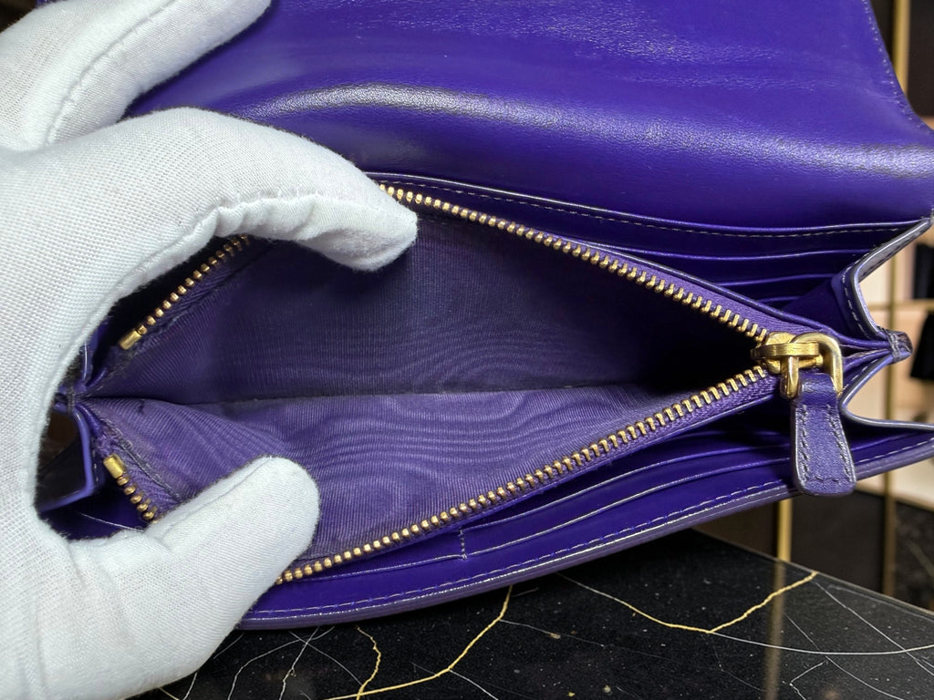 Miu Miu Long Zip-Around Wallet in Purple Patent Leather (G1220-19866)