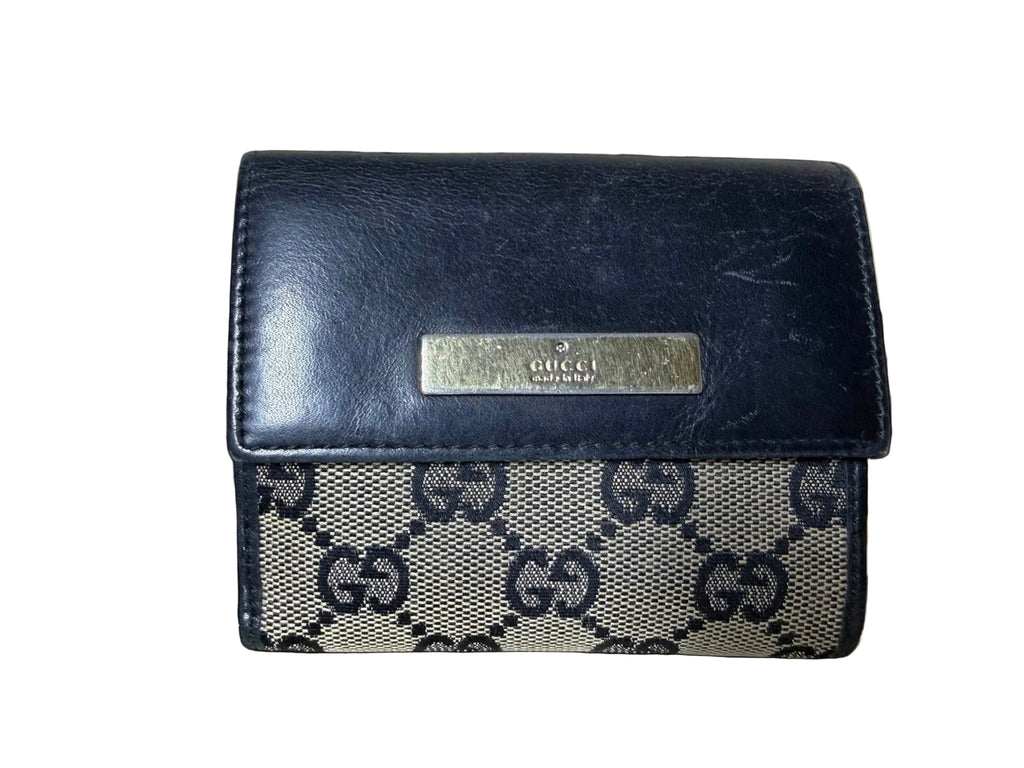 Gucci GG Supreme Canvas Bifold Wallet with Black Leather Trim