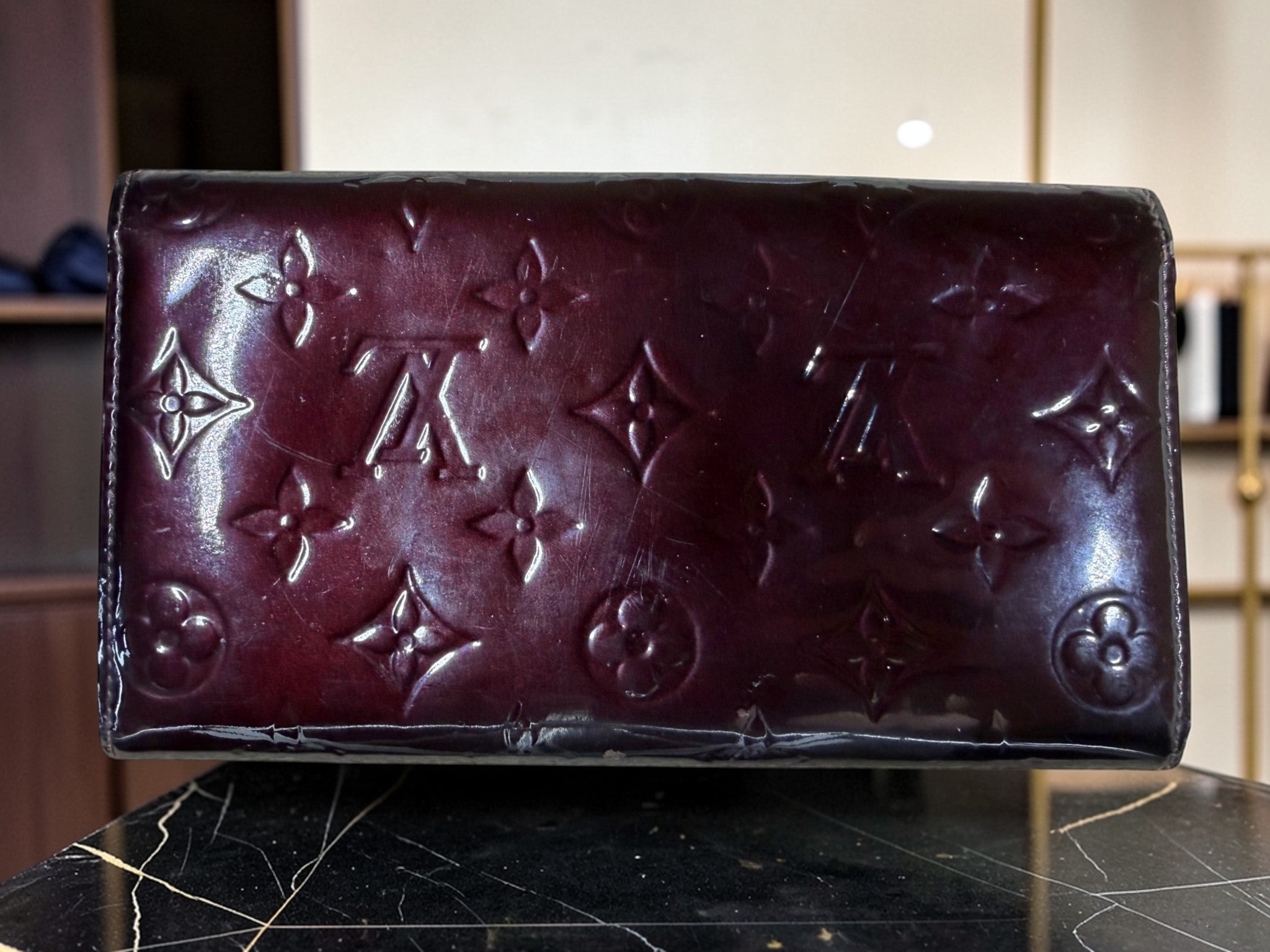 Louis Vuitton Monogram Vernis Sarah Long Wallet in Amarante