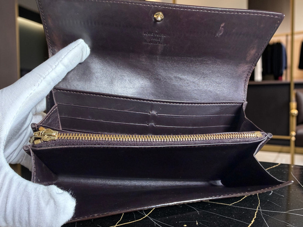 Louis Vuitton Monogram Vernis Sarah Long Wallet in Amarante