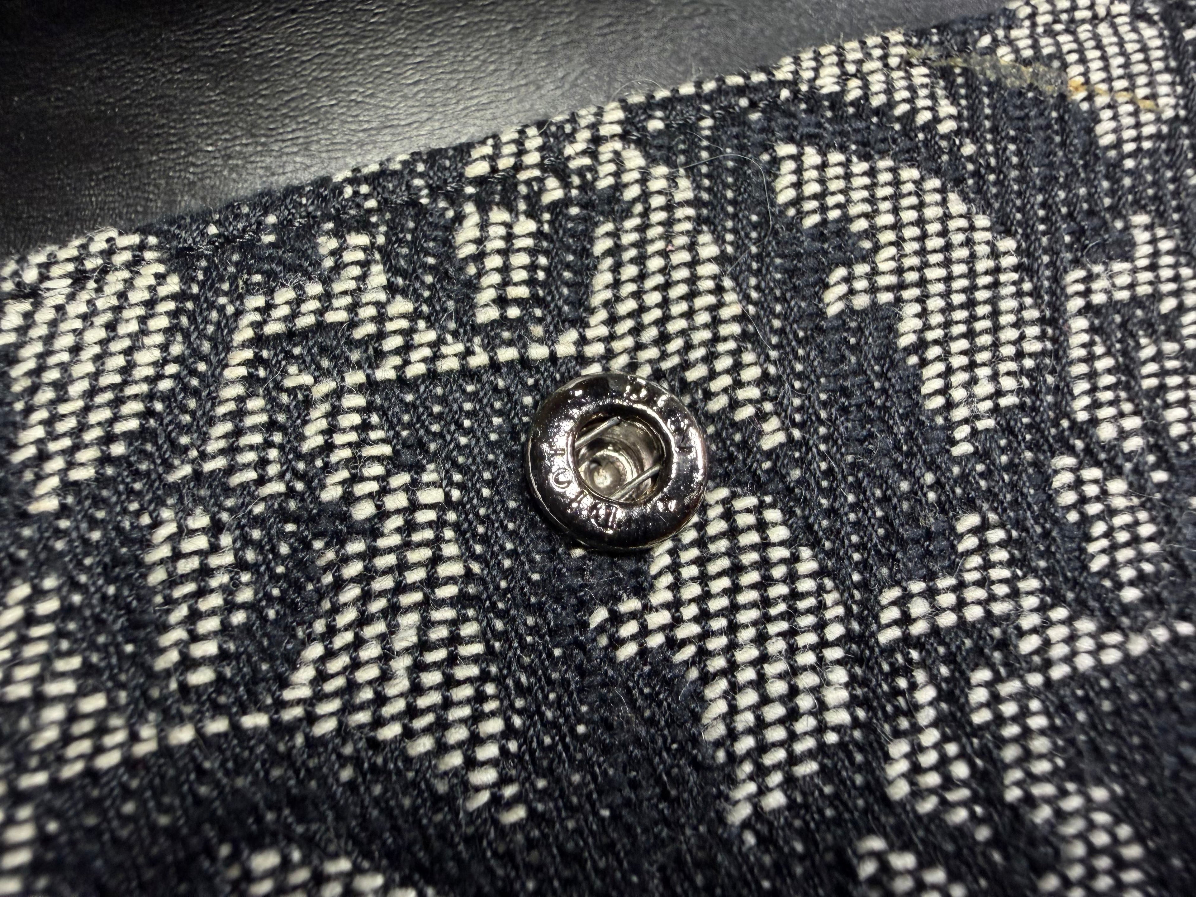 Christian Dior Trotter Saddle Long Trifold Wallet in Black Oblique Canvas Jean