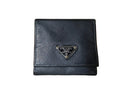 Prada Black Saffiano Leather Coin Purse with Triangle Logo