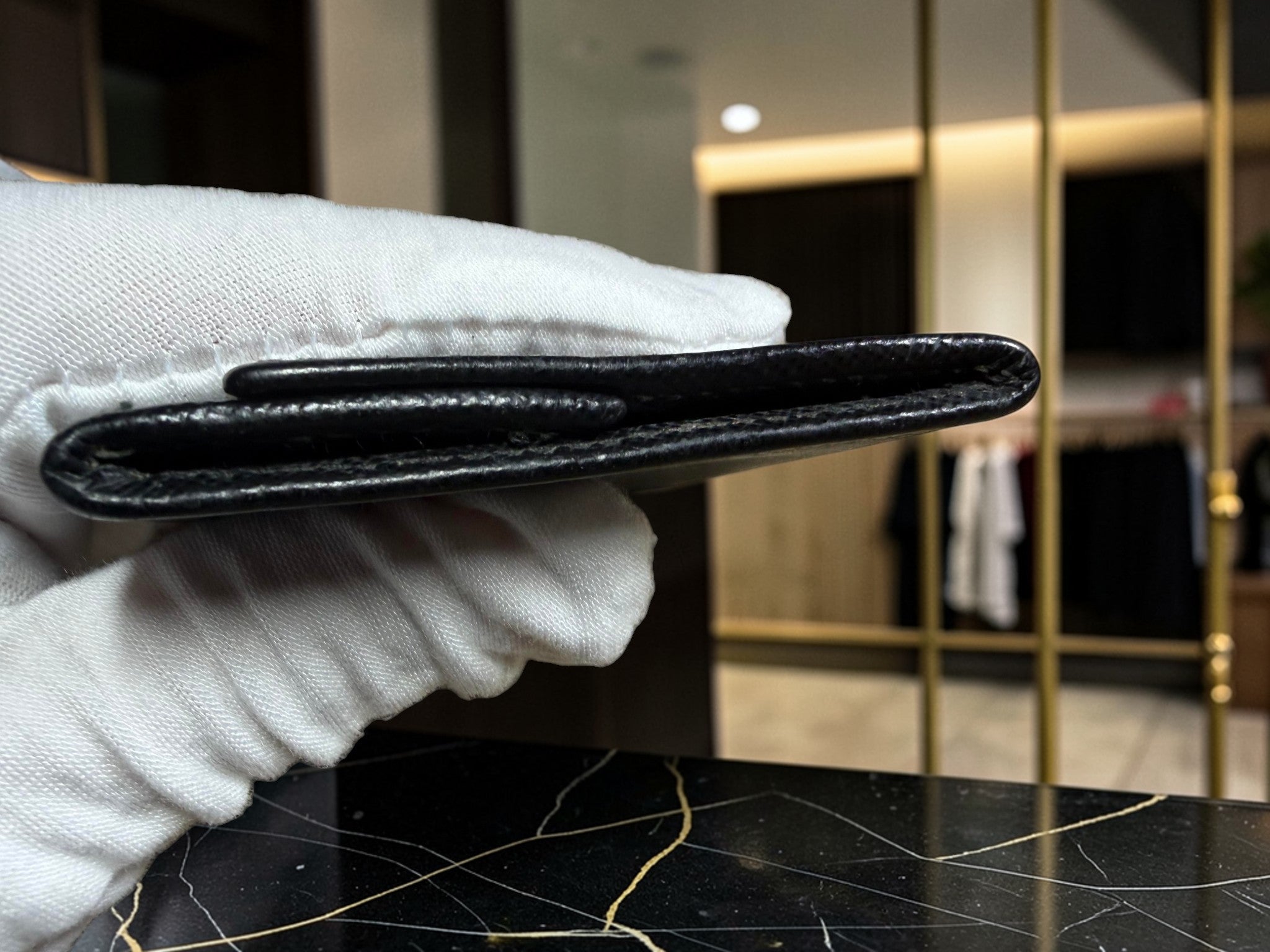 Prada Black Saffiano Leather Coin Purse with Triangle Logo