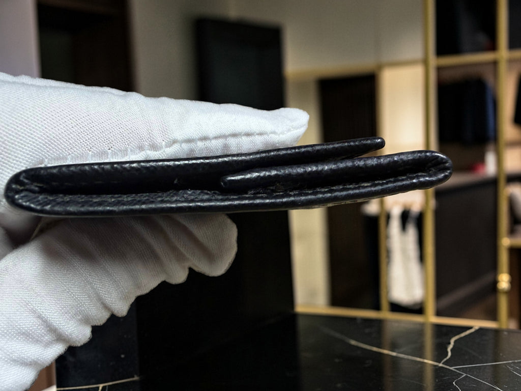 Prada Black Saffiano Leather Coin Purse with Triangle Logo