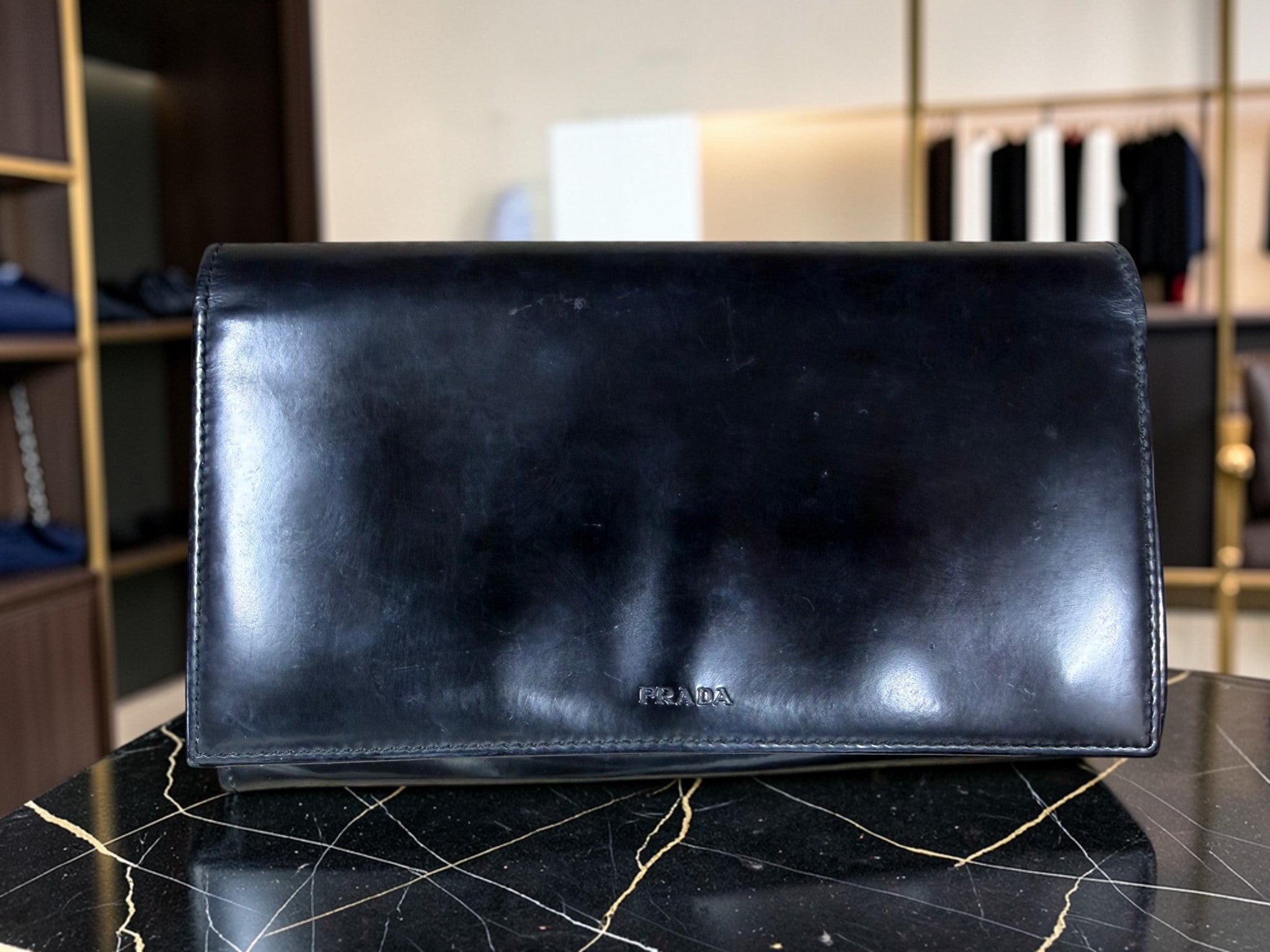 Prada Black Patent Leather Long Wallet (Continental Style) – Prada Milano