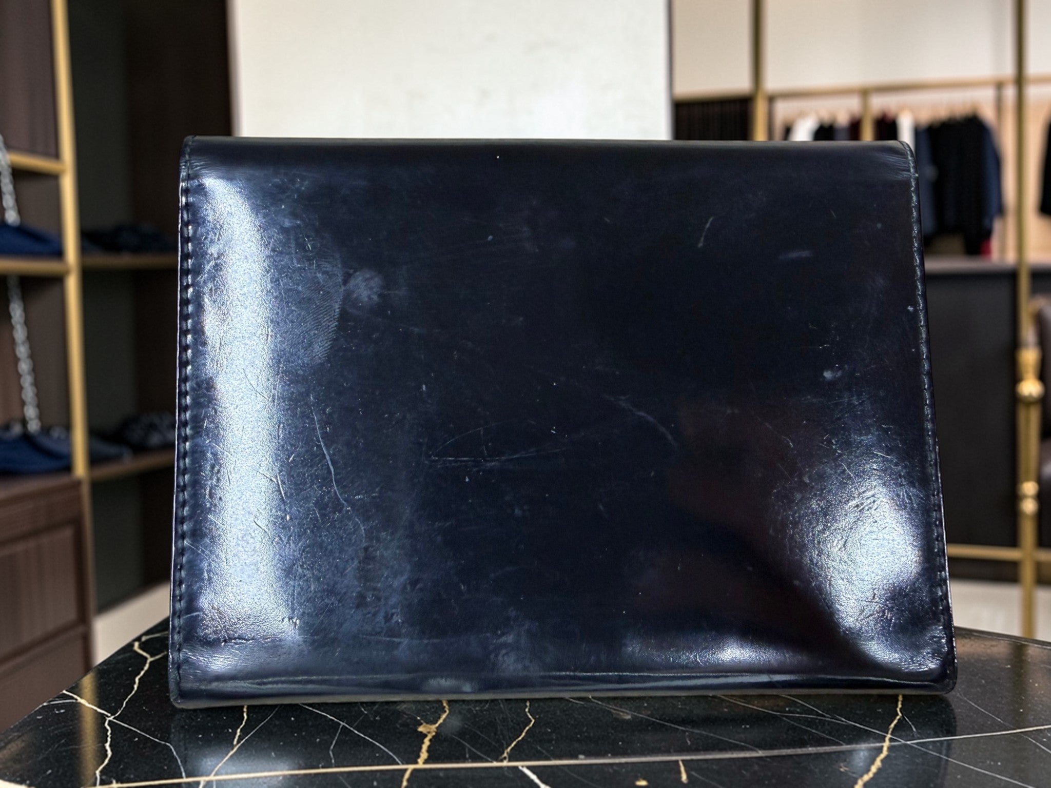 Vintage Rare Gucci Black Patent Leather Agenda / Ring Binder Wallet