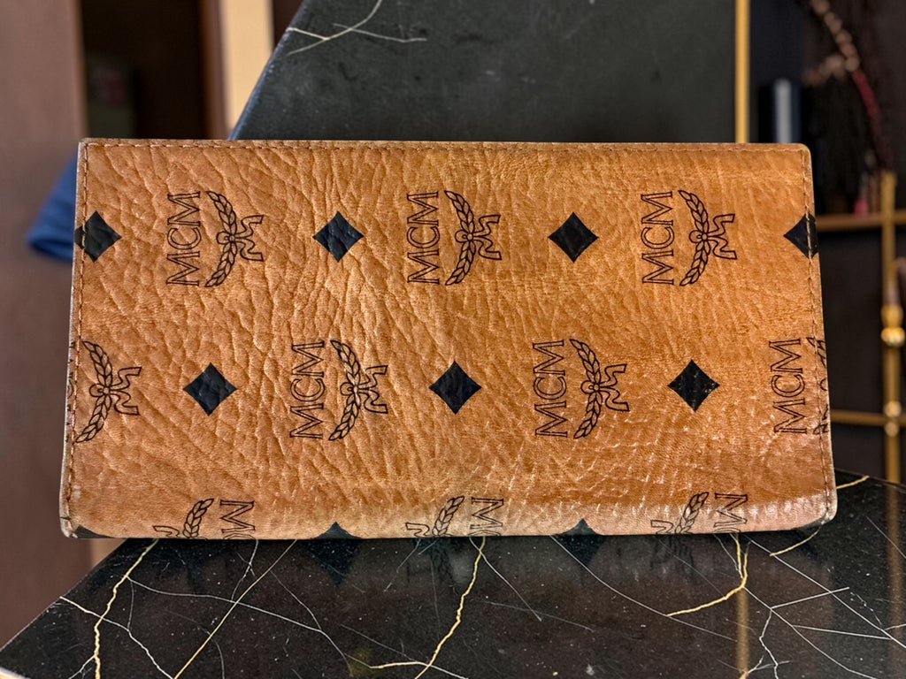 MCM Cognac Visetos Leder Brieftasche