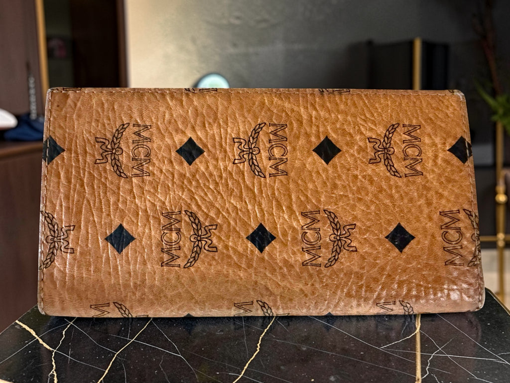 MCM Cognac Visetos Leder Brieftasche