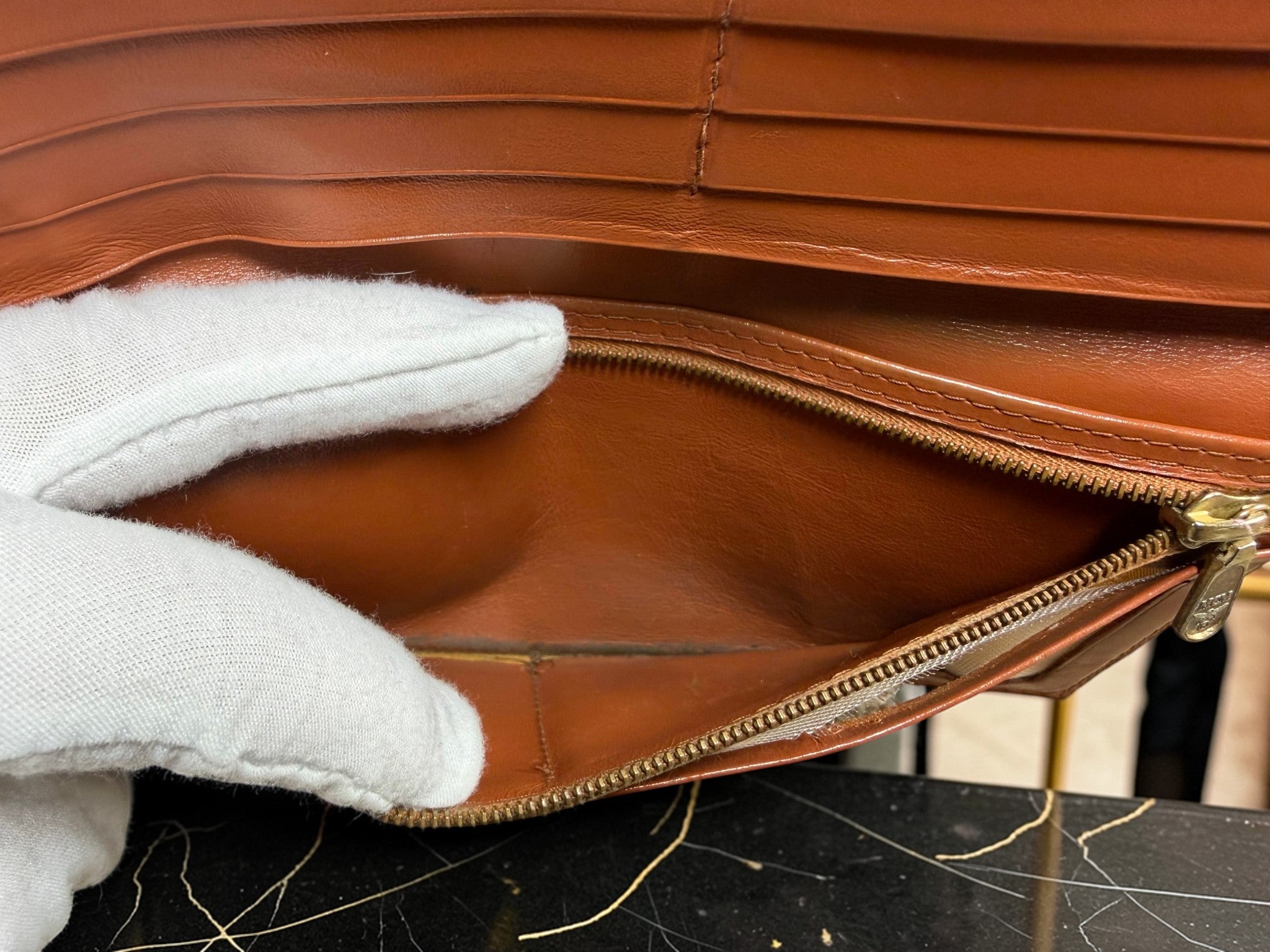 MCM Cognac Visetos Leder Brieftasche