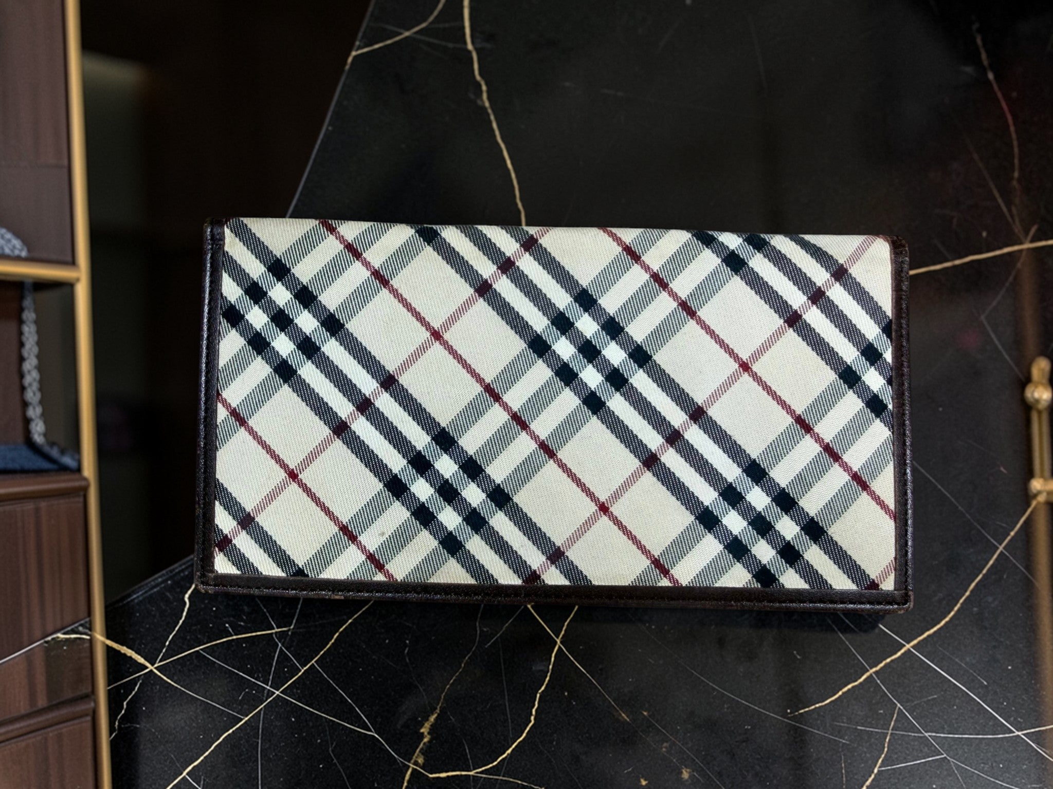 Burberry Nova Check Notebook / Agenda Cover with Brown Leather Interior