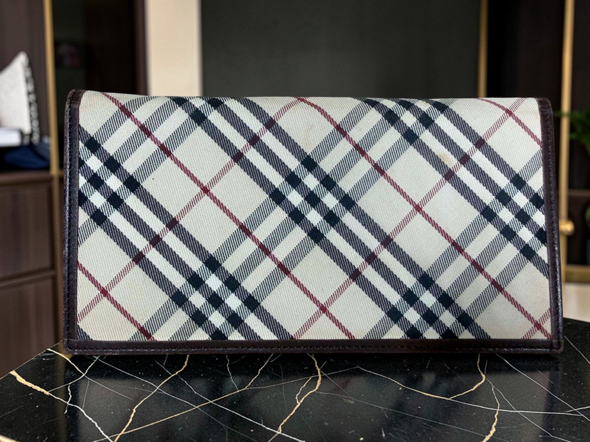 Burberry Nova Check Notebook / Agenda Cover with Brown Leather Interior