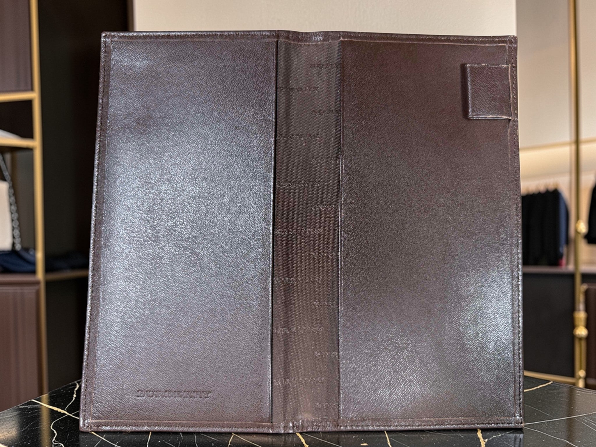 Burberry Nova Check Notebook / Agenda Cover with Brown Leather Interior