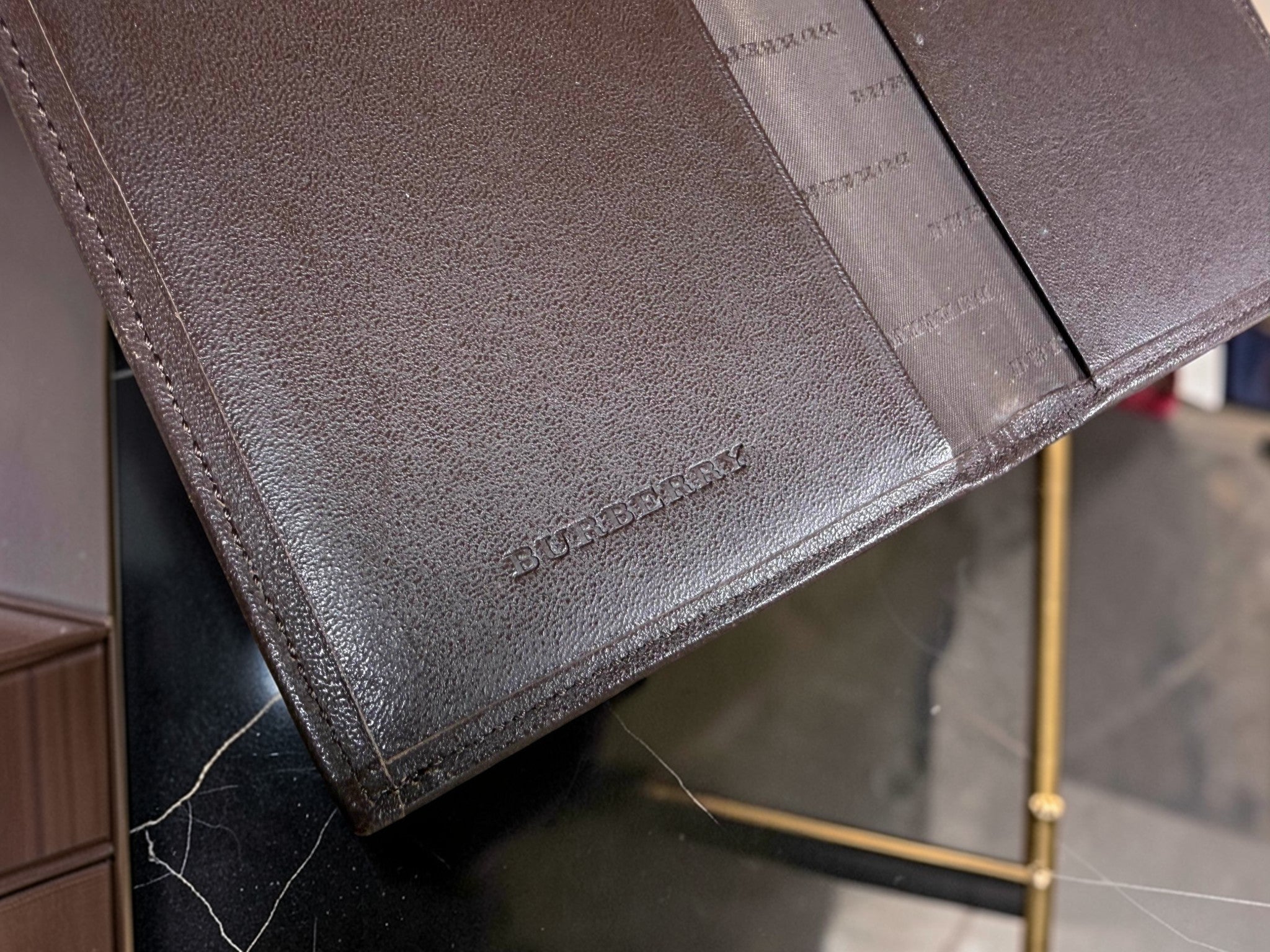 Burberry Nova Check Notebook / Agenda Cover with Brown Leather Interior