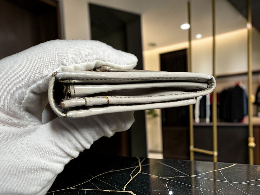 Prada Vernice Weiß Lackleder Lange Geldbörse