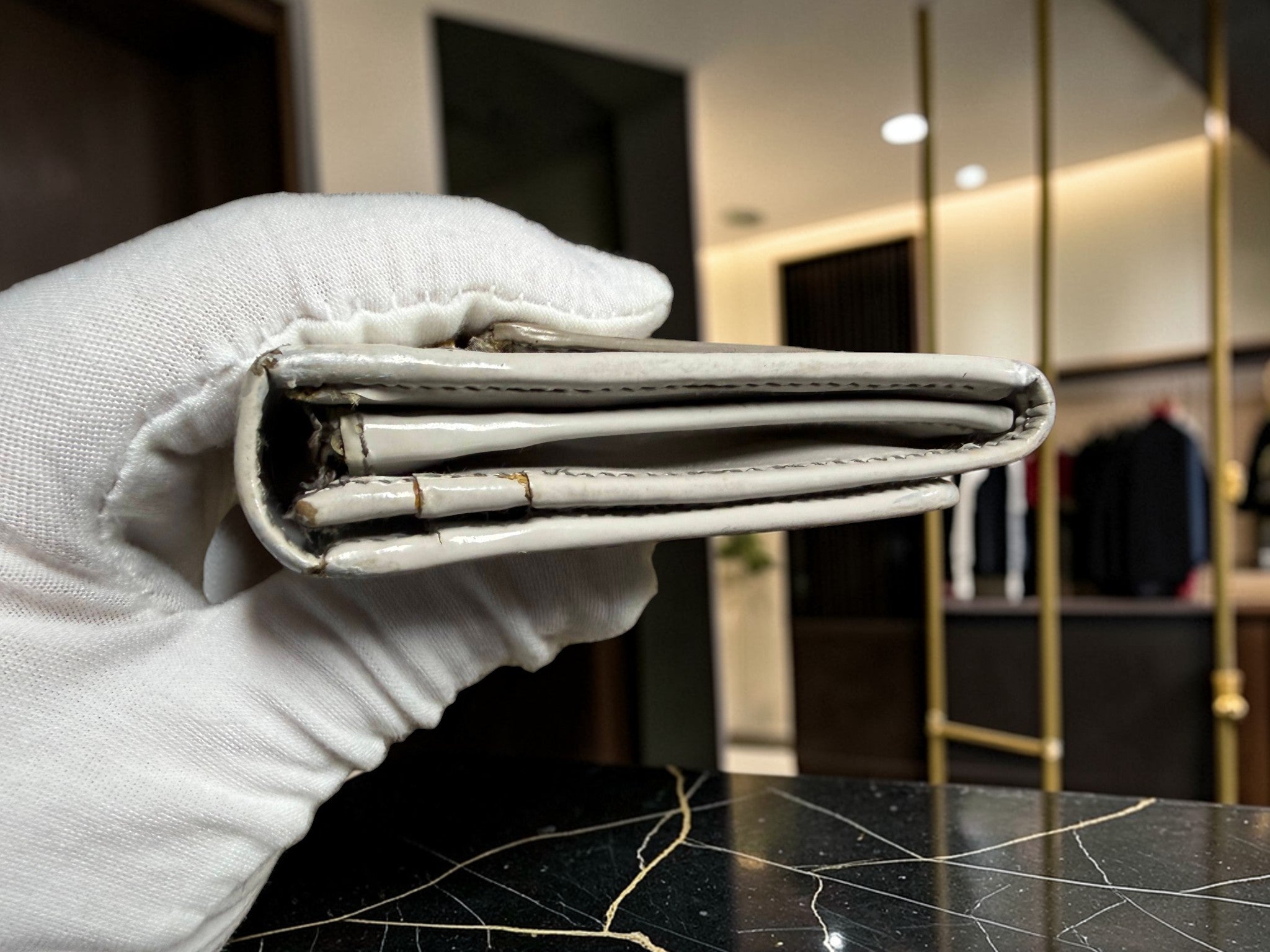 Prada Vernice White Patent Leather Long Wallet