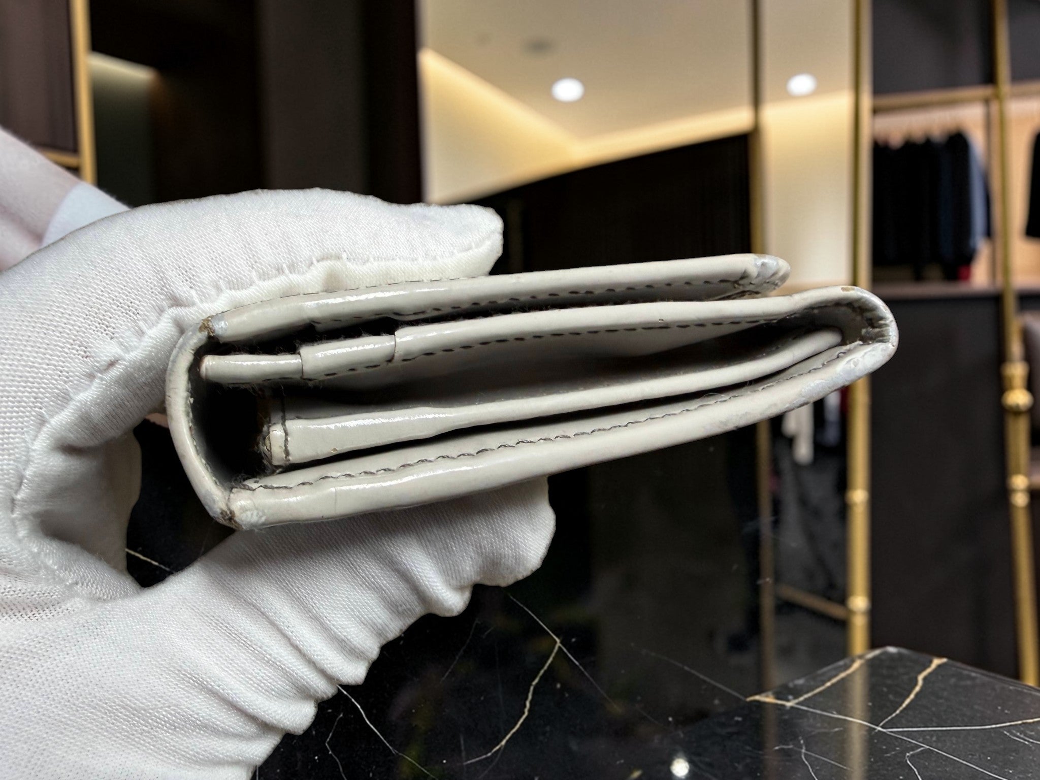 Prada Vernice White Patent Leather Long Wallet