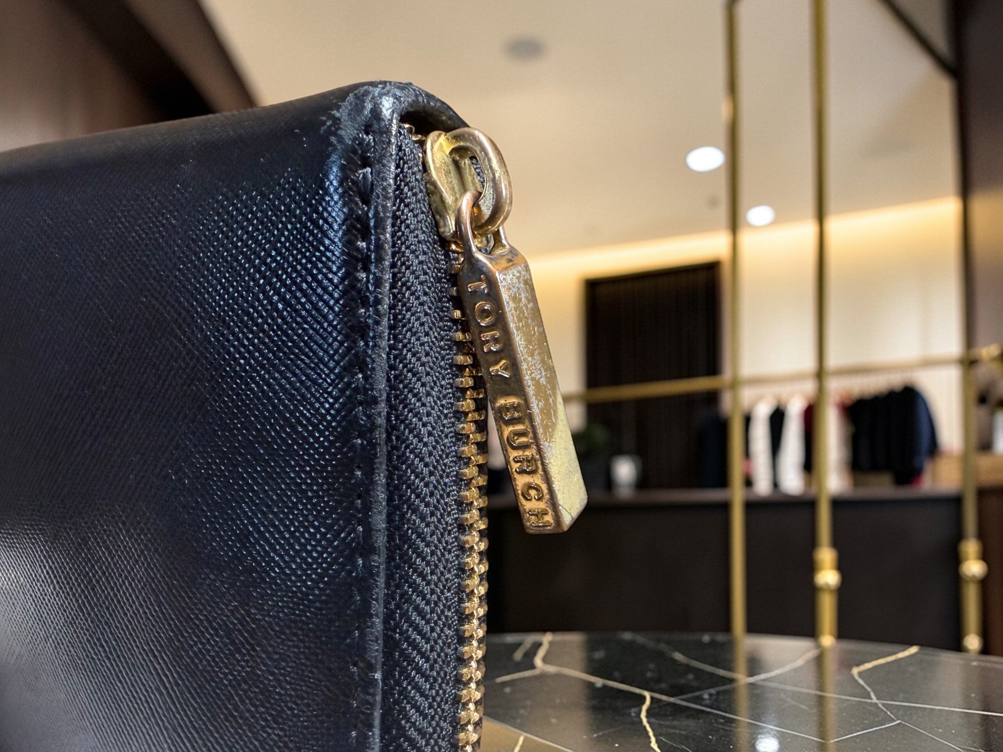 Tory Burch Robinson Black Zip-Around Continental Wallet