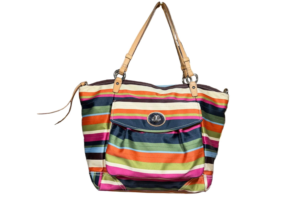 Coach Legacy 65th anniversary ltd edition Leah Satin Stripe Large Tote