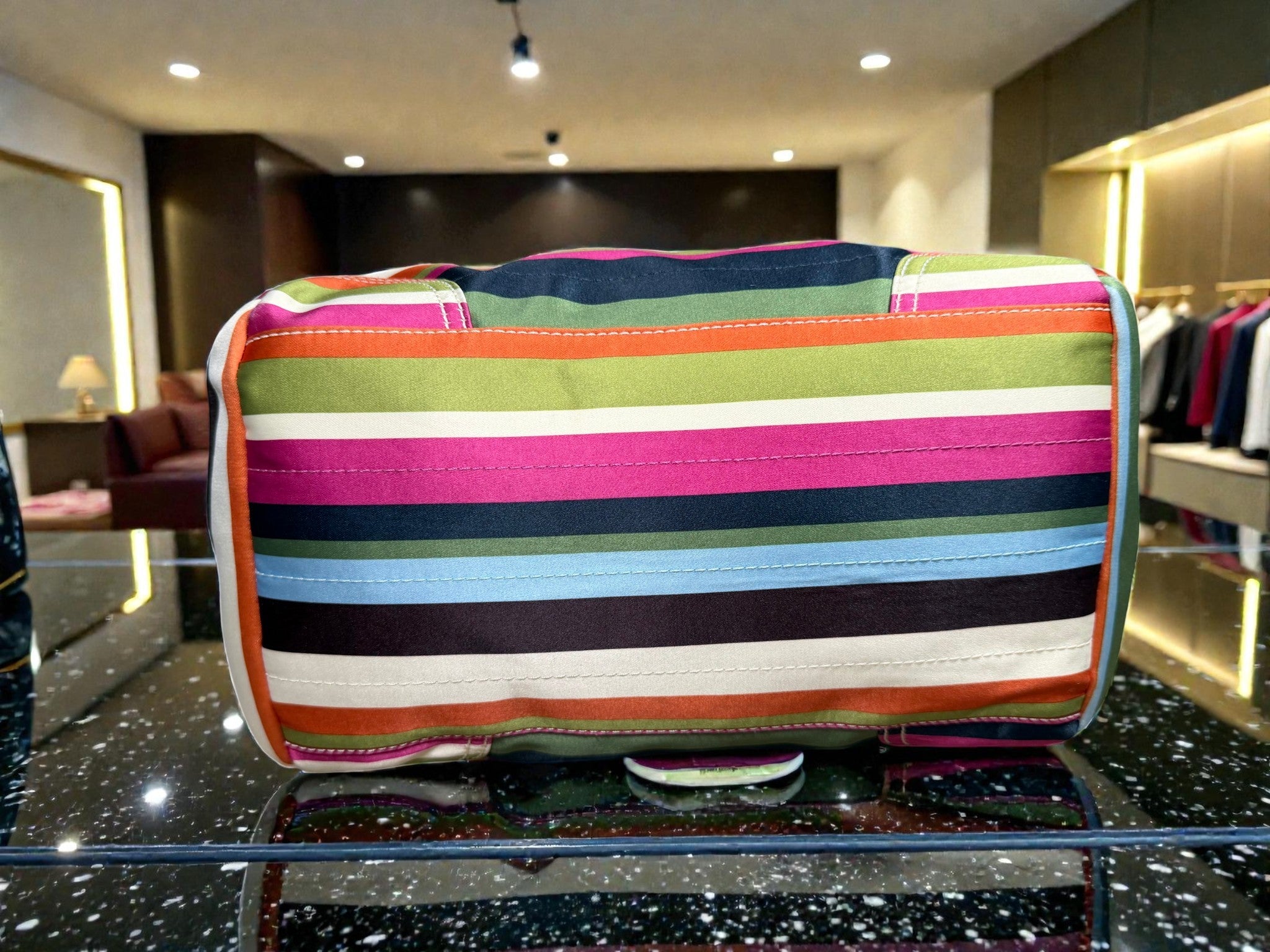 Coach Legacy Leah Satin Stripe Large Tote – Multicolour Nylon & Leather Trim