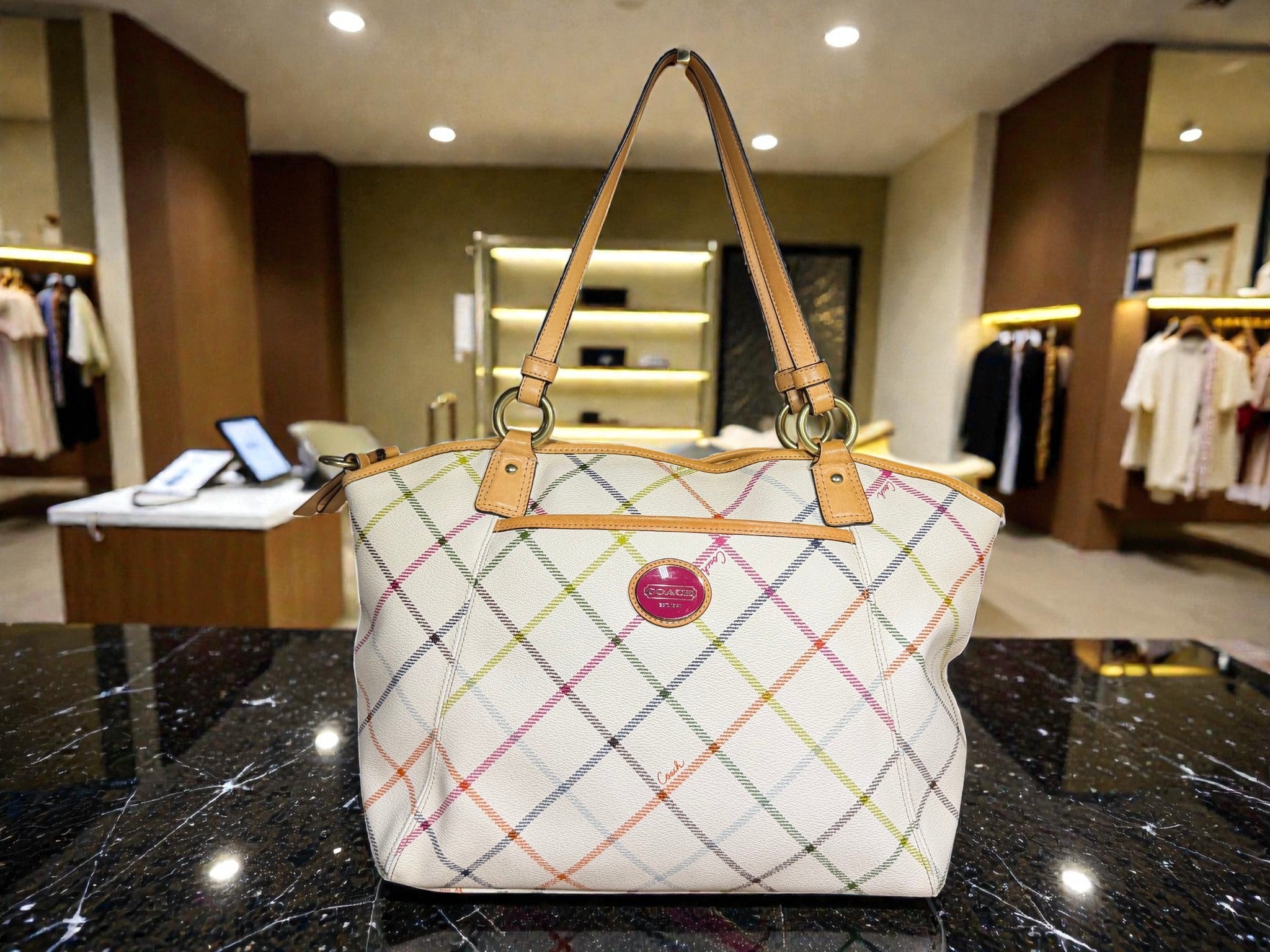 Coach Peyton Tattersall Medium Tote