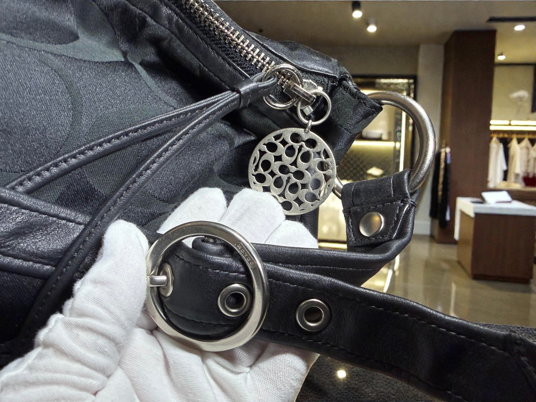 Coach Kristin Hobo Bag in Black Signature Monogram