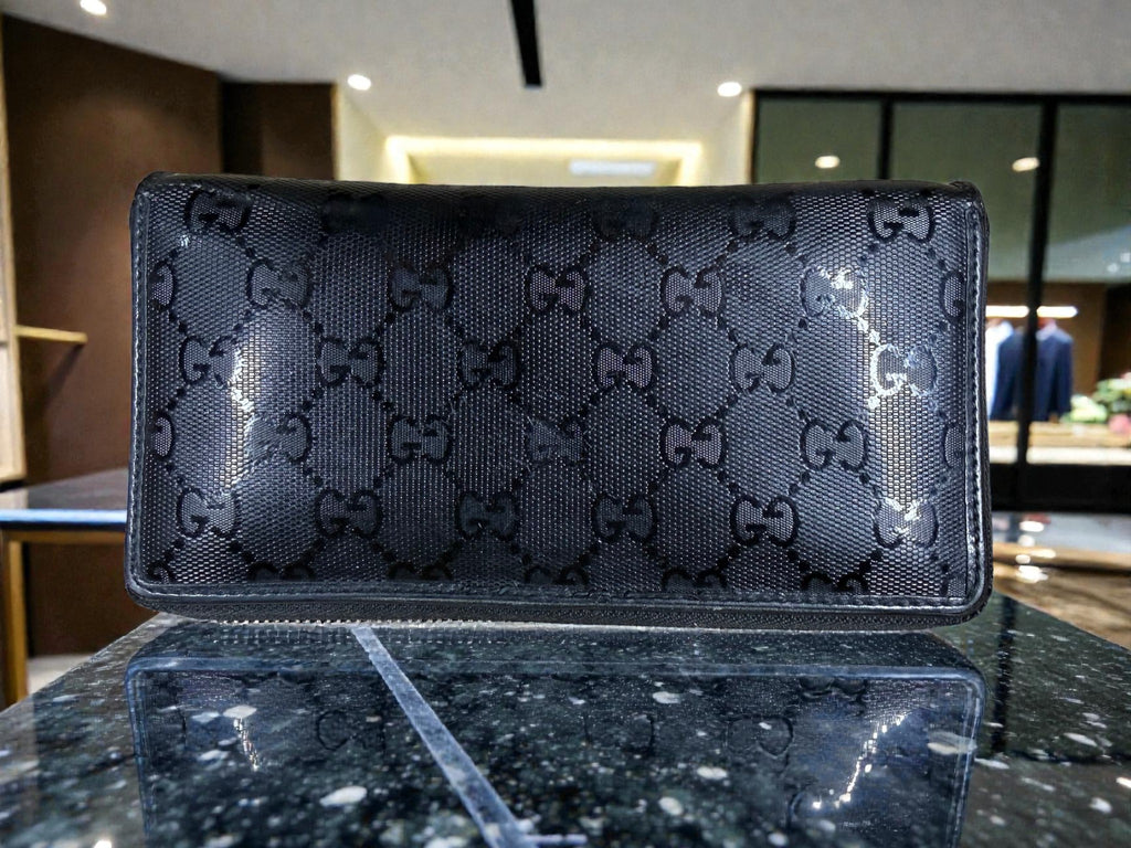 Gucci Black GG Imprimé Zip-Around Long Wallet