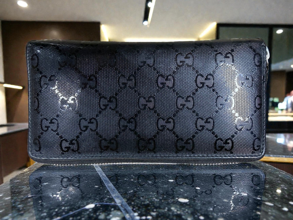 Gucci Black GG Imprimé Zip-Around Long Wallet