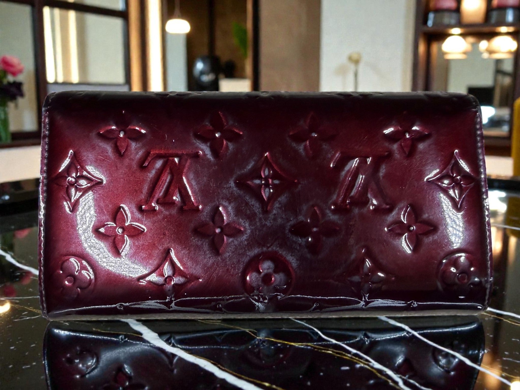 Louis Vuitton Amarante Monogram Vernis Portefeuille Sarah Long Wallet