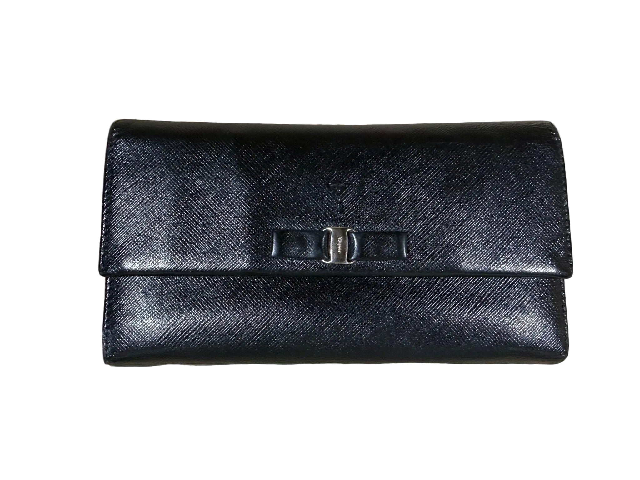 Salvatore Ferragamo Black Vara Bow Long Wallet