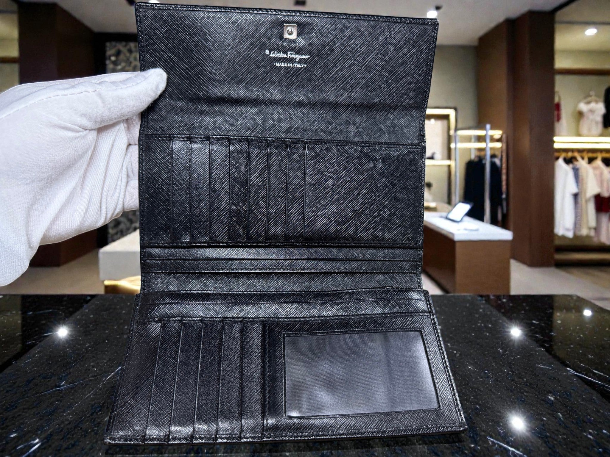 Salvatore Ferragamo Black Vara Bow Long Wallet