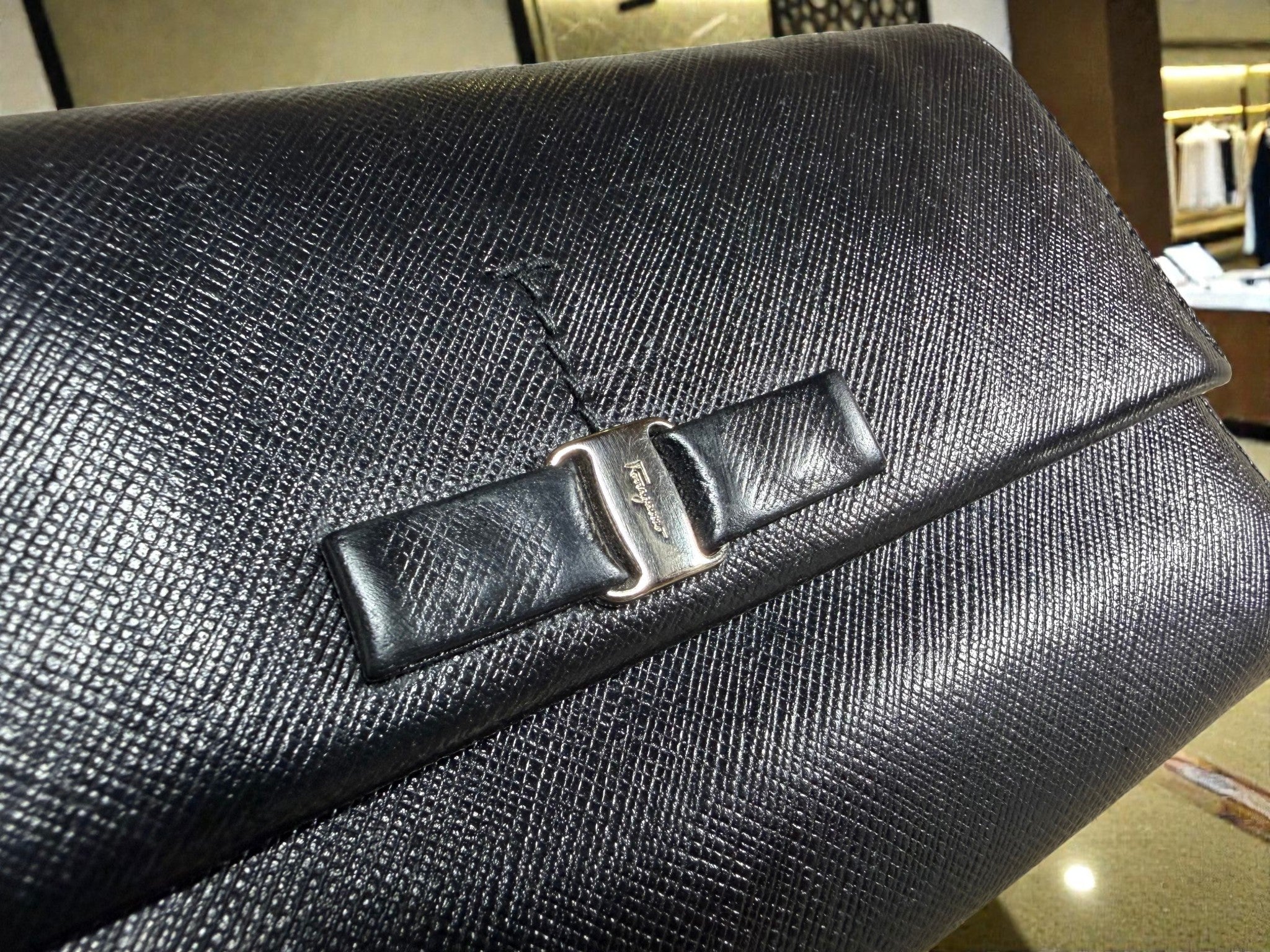 Salvatore Ferragamo Black Vara Bow Long Wallet