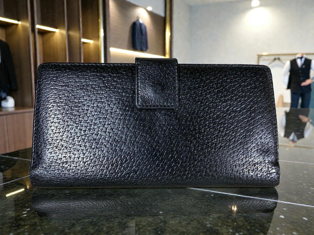 Gucci Black Grained Leather Continental Wallet