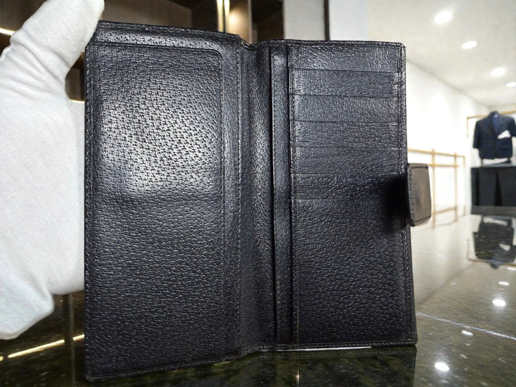 Gucci Black Grained Leather Continental Wallet
