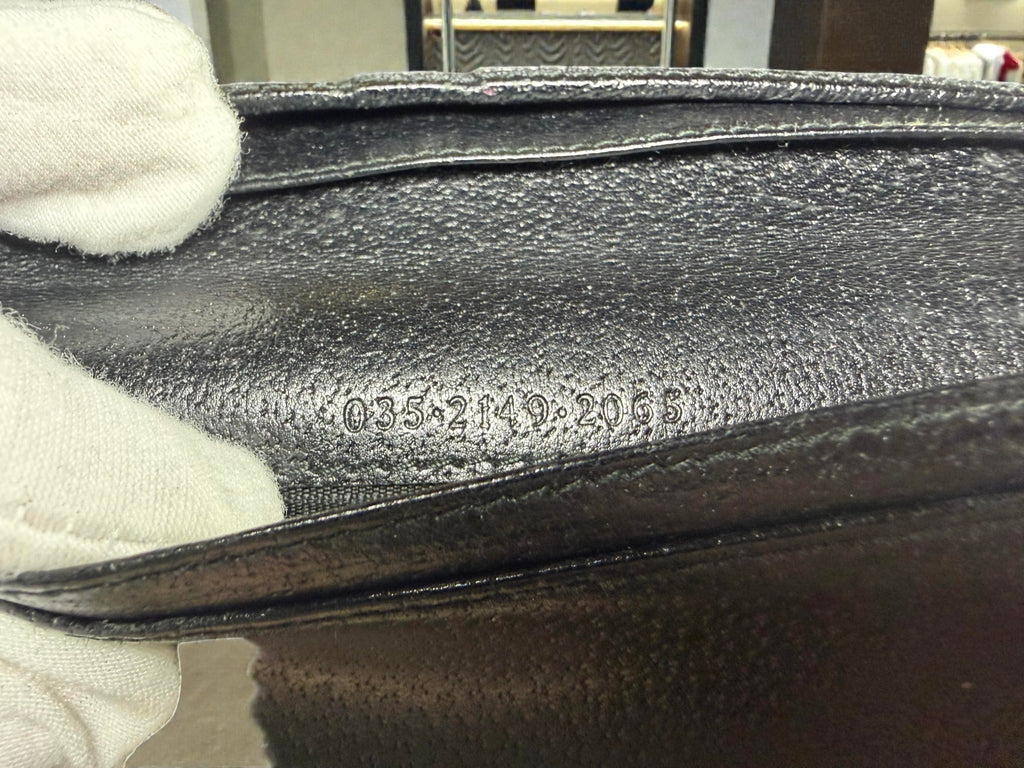 Gucci Black Grained Leather Continental Wallet