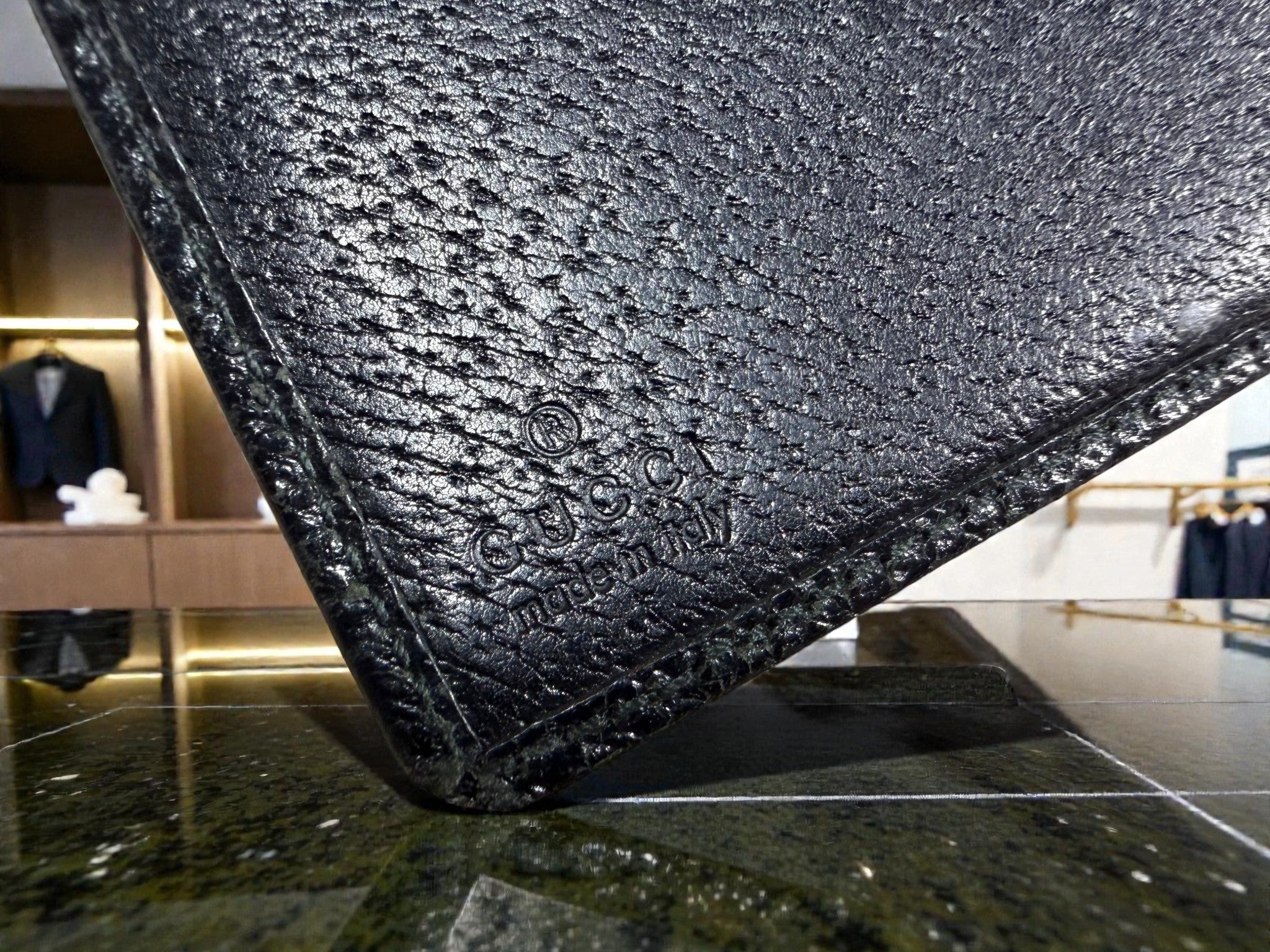 Gucci Black Grained Leather Continental Wallet
