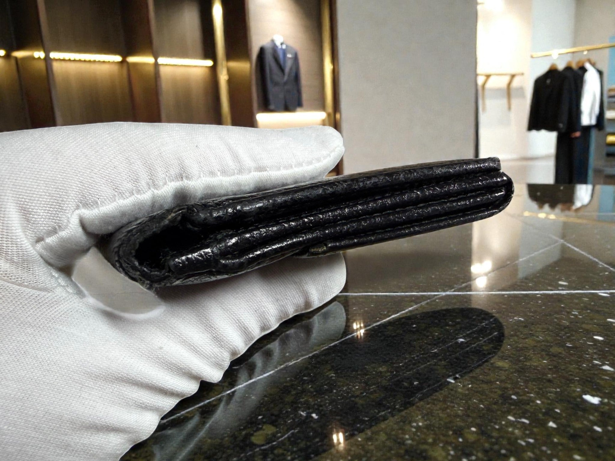 Gucci Black Grained Leather Continental Wallet