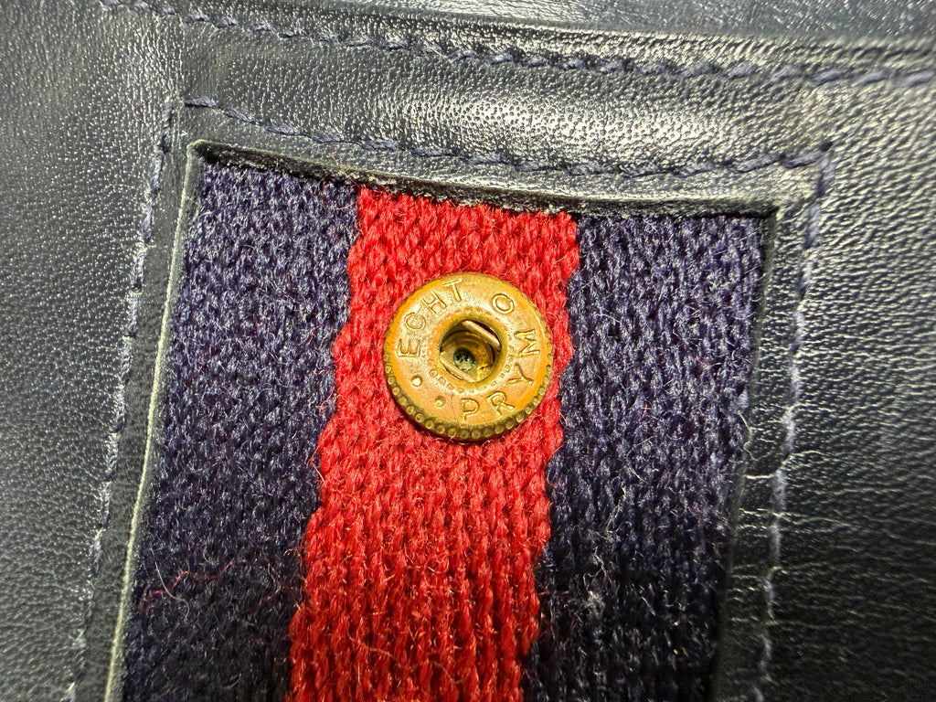 1970s Gucci Black Leather Web Stripe Horsebit Wallet