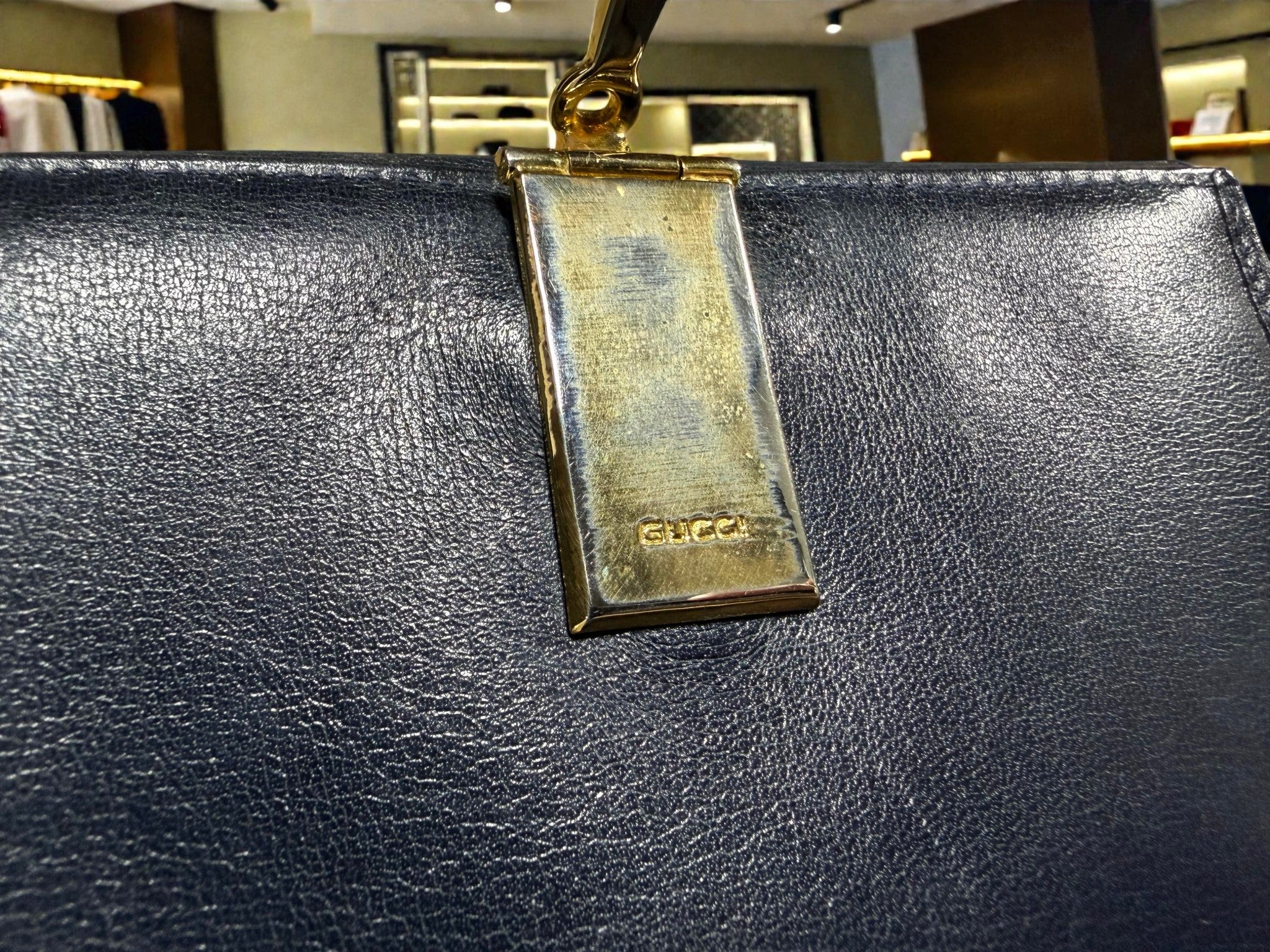 1970s Gucci Black Leather Web Stripe Horsebit Wallet