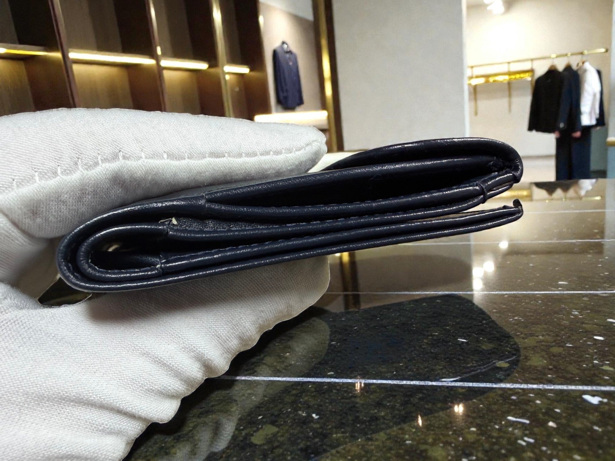 1970s Gucci Black Leather Web Stripe Horsebit Wallet