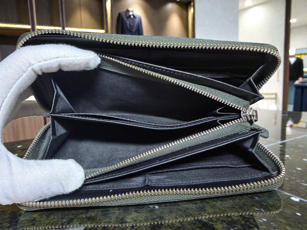 Lanvin Collection Green Saffiano Leather Zip-Around Continental Wallet