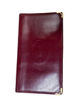 Cartier Burgundy Leather breast Long Wallet with Gold Corners